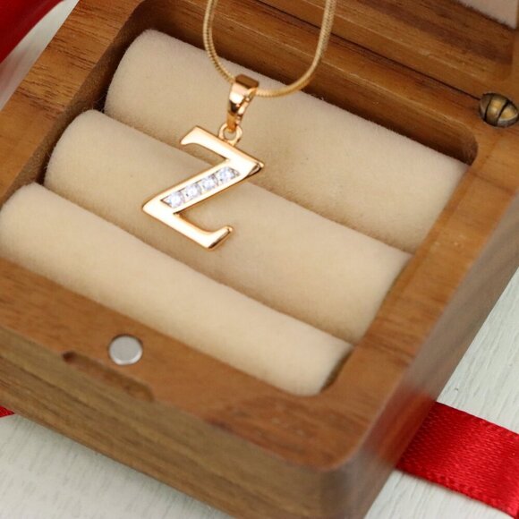 "Rose Gold Alphabet Z Pendant with Sparkling Stones, XPPT1375 - Picture 7 of 13